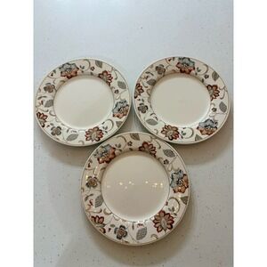 Queen's Earthenware 10 3/4" Floral Rimmed Dinner Plates Set‎ of 3